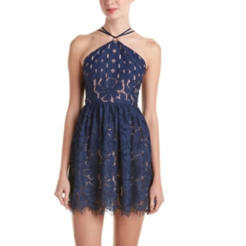 StyleStalker lace sleeveless halter mini dress/ skater dress
